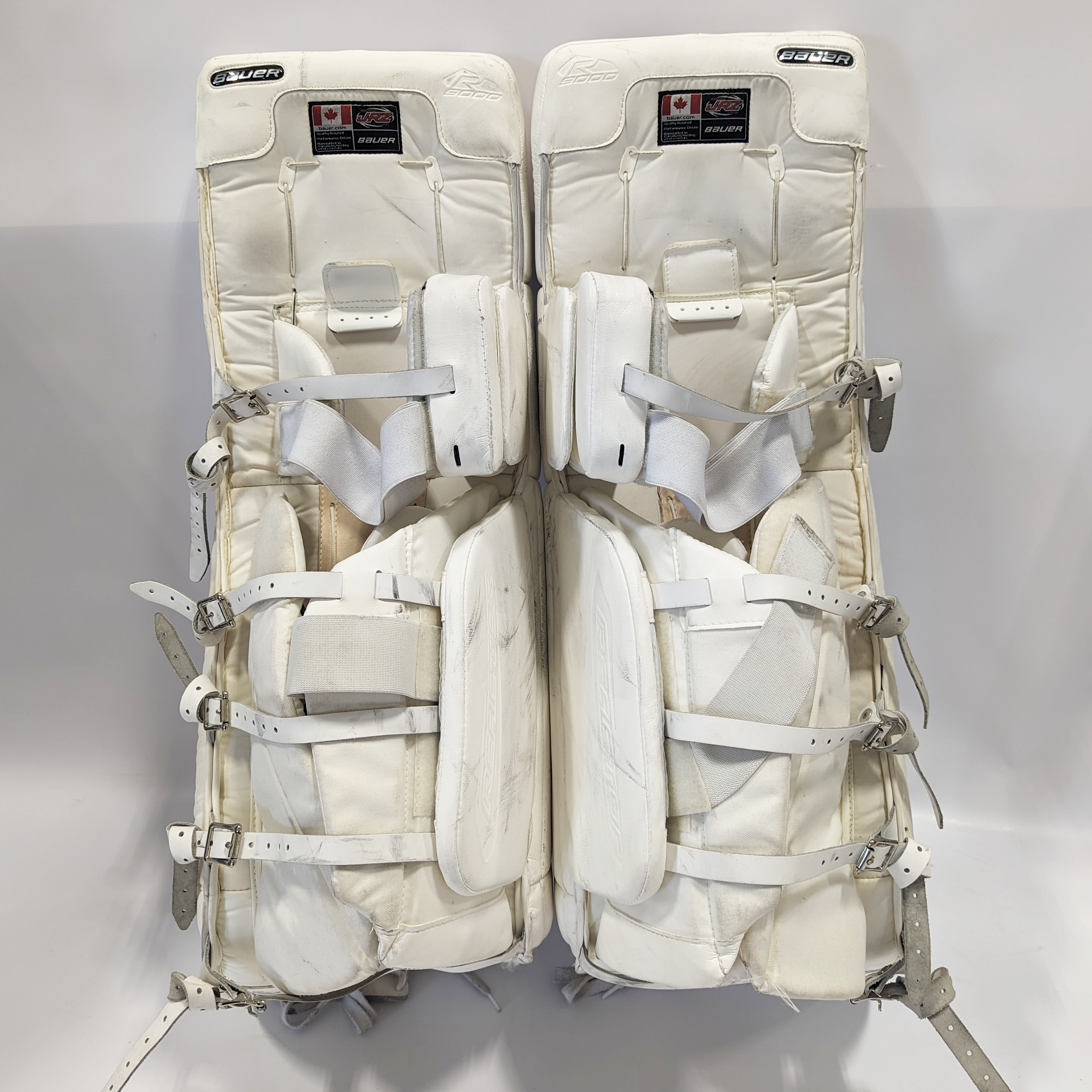 Bauer Reactor 9000 - Jambières de gardien Pro Stock d'occasion (blanches)